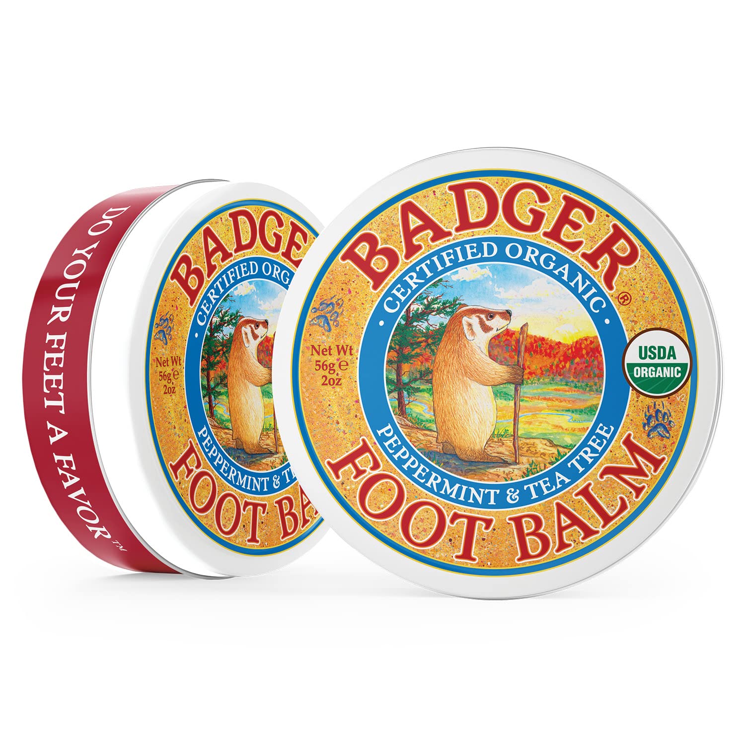 Badger Foot Balm, Organic Tea Tree & Olive Oil Foot Care for Dry Cracked Heel Repai, 2 oz Cream