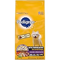 with Tender Bites Small Dog Complete Nutrition Small Breed Adult Dry Dog Food, Chicken & Steak Flavor Dog Kibble, 3.5 lb. Bag