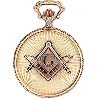 Full Hunter Masonic Pocket Watch with Compasses and Square - Antique Gold Plated