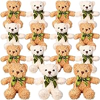15 Pieces Plush Stuffed Bears, 10 Inch Cute Soft Stuffed Bear Toy with Bow Tie for Graduation Baby Shower Christmas Birthday Party Gift Favors (Brown, White)