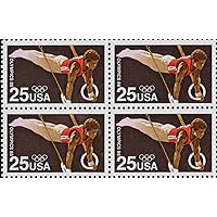 1988 SUMMER OLYMPICS ~ SEOUL SOUTH KOREA ~ GYMNASTIC RINGS #2380 Block of 4 x 25¢ US Postage Stamps