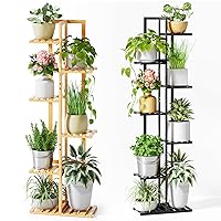 Bamboo Plant Stands 6 Tier Natural And 7 Tier Black