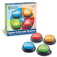 Learning Resources Lights and Sounds Buzzers,Set of 4, Ages 3+, Game Show and Classroom Buzzers, Family Game Night, Game Show Buzzers, Classroom Accessories