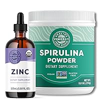 Vimergy USDA Organic Zinc, 57 Servings and Natural Spirulina Juice Powder, 83 Servings - Bundle