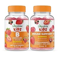 B Complex Kids + Immune Support Kids, Gummies Bundle - Great Tasting, Vitamin Supplement, Gluten Free, GMO Free, Chewable Gummy