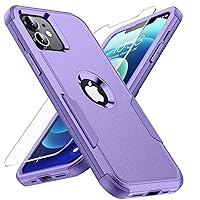 FireNova for iPhone 12 Case, for iPhone 12 Pro Case,[10 FT Military Grade Drop Protection] with [Screen Protector], 3 in 1 Non-Slip Heavy Duty Shockproof Phone Case,6.1 Inch,Purple