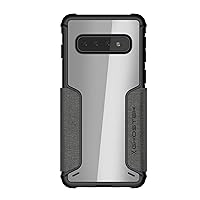 Ghostek Exec Flip Folio Wallet Galaxy S10 Case with Leather Credit Card Holder and Clear Back for Wireless Charging Compatibility Phone Cover for 2019 Galaxy S10 (6.1 Inch) (Gray)