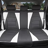 FH Group Car Seat Cover Cushion - Rear Seat Covers for Cars Trucks SUV, White Ultra Comfort Deluxe Leatherette Seat Cover, Waterproof Car Seat Cover Cushion, Universal Fit Car Seat Protector