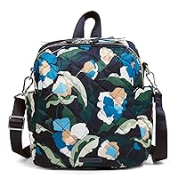 Vera Bradley Women's Performance Twill Convertible Small Backpack, Immersed Blooms, One Size
