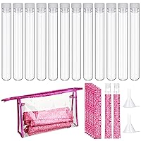 39 Pcs Tampon Flask Set Includes 12 Reusable Plastic Tube Flasks for Women Flask Containers 24 Self Adhesive Wrappers 1 PVC Clear Case 2 Funnels for Cruise Event