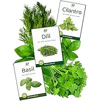 Easy to Grow Herb Seeds for Planting Indoors, Outdoors and Hydroponically - USA Grown, Heirloom, Non GMO Herbal Variety Pack, Including Cilantro, Basil and Dill