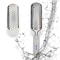 Stainless Steel Colossal Foot Rasp Foot File Callus Remover Foot Scrapper Foot Scrubber For Professional Pedicure For Dead Skin Cracked Skin Corns Removal With Extra Blade Replacement - MyNa (White)