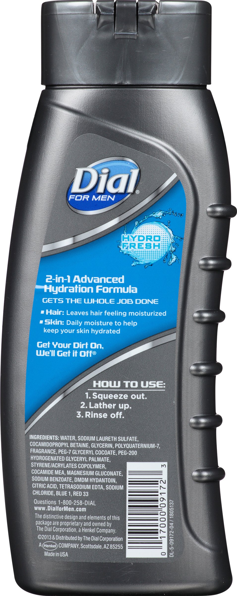 Dial For Men Hair and Body Wash, Hydro Fresh, 16 Fluid Ounce