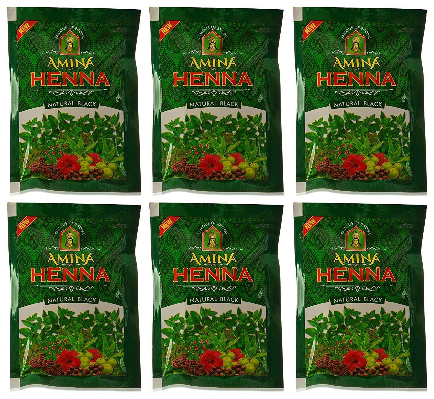 Amina Henna Natural Black Hair Colour Heena Mehndi, 25 g (Pack of 12)