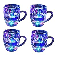 SK Traders LED Cup Flash Lighting Seven Changing Lights Cup for Drink & Water Perfect for Halloween Decor Rainbow Color Capacity 250 ml Material Crystle Pack of (4)