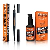FOLLICLE BOOSTER Beard Pen Filler - DARK BROWN - and Beard Growth Oil for Groomed Beards Infused with Biotin