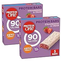 Strawberry and Cream Protein One 90 Calorie Bars, Keto Friendly, 5 per box (2 Boxes) Simplycomplete Bundle For Kids Snack, Value Pack Snacking at Home Gym Hiking School Office or with Friends Family