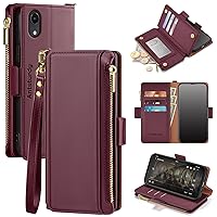 Antsturdy for iPhone XR case Wallet Women with Card Holder,PU Leather 【RFID Blocking】 iPhone XR Phone case Men Flip Folio Shockproof Cover with Strap Zipper Credit Card Slots,Wine Red