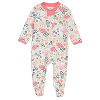 HonestBaby Footed Sleep & Play Pajamas Organic Cotton for Infant Baby Girls (LEGACY)