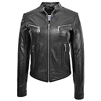 DR200 Ladies Classic Casual Biker Leather Jacket Black