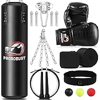 Prorobust Punching Bag for Adults, 4ft PU Heavy Boxing Bag Set with 12OZ Gloves for MMA Kickboxing Boxing Karate Home Gym Training (Unfilled)