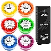 Logest 6 Pack Hand Therapy Putty Set for Kids and Adults - Hand & Finger Sensory Putty Dough 3-OZ Each 6 Resistance Levels for Exercise Puddy Rehabilitation & Strengthening Stress & Anxiety Relief