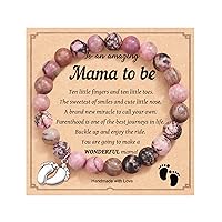 HGDEER New Mom Gifts, Natural Stone Bracelets, Pregnancy Gifts for First Time Moms with Message Gift Card