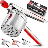Zulay Kitchen Premium Large 15oz Potato Ricer, Heavy Duty Professional Stainless Steel Potato Masher and Ricer Kitchen Tool, Press and Mash Kitchen Gadget - Red and Silver Fixed Disc