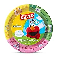 Glad for Kids Sesame Street Paper Plates Preschool Curriculum Style with Lessons & Questions, 8.5” Round, 48ct | Sesame Street Paper Plates, Kids Disposable Plates | Elmo Paper Plates