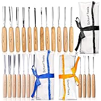 Schaaf Wood Carving Tools Complete Collection | The 12 Piece Foundation Set, 7 Piece Expansion Set, and 4 Piece Detail Set | 23 gouge Profiles Total