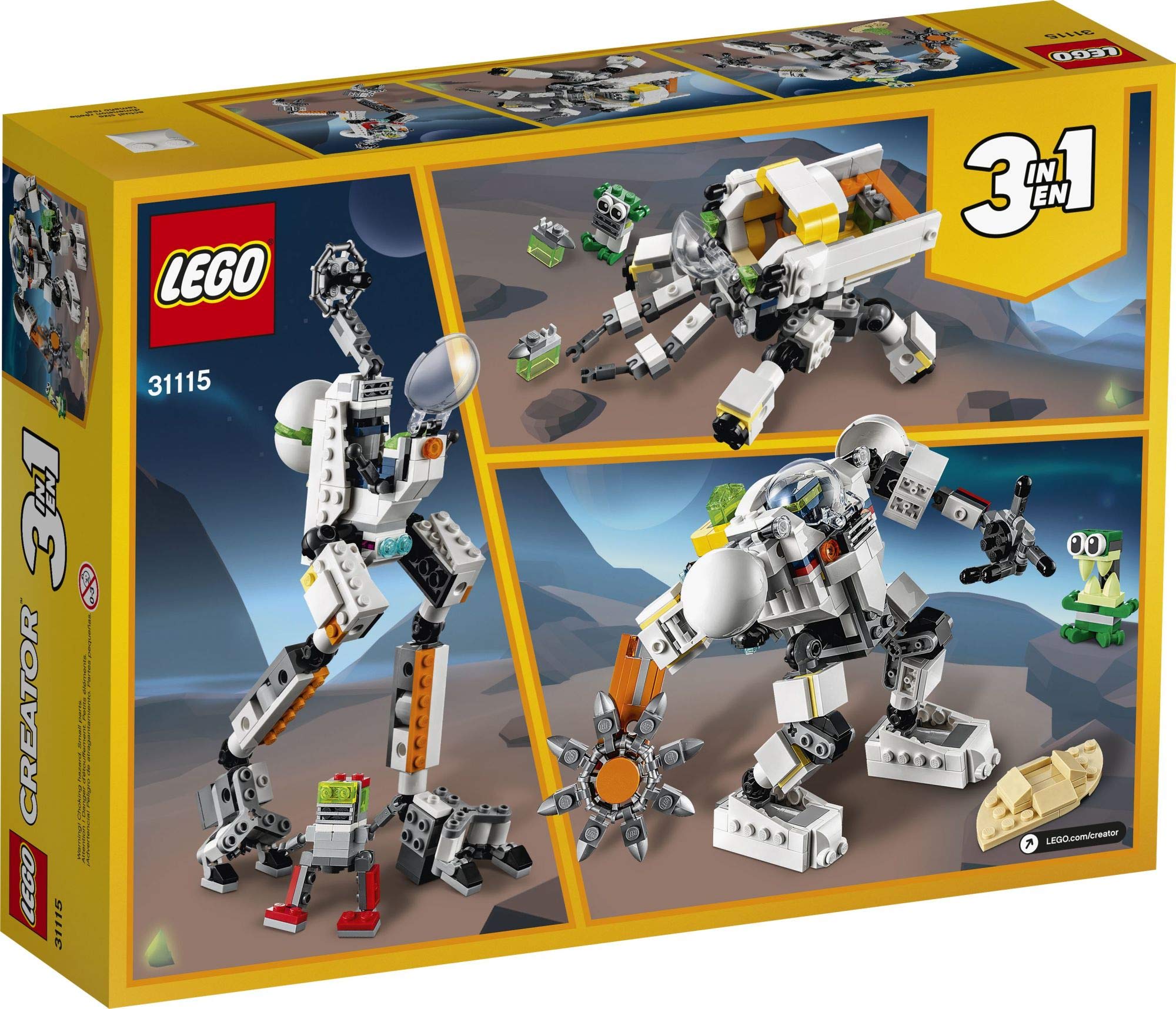 LEGO Creator 3in1 Space Mining Mech 31115 Building Kit Featuring a Mech Toy, Robot Toy and Alien Figure; Makes The Best Toy for Kids Who Love Creative Fun, New 2021 (327 Pieces)