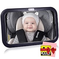 Baby Car Mirror for View Infant in Rear Facing Back Seat with Clear View Convex Shatterproof Glass (Black)