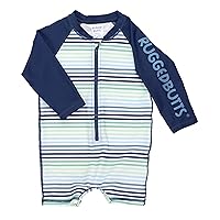 RUGGEDBUTTS Baby/Toddler Boy Swimsuit, One Piece Zipper Rash Guard Sunsuit with UPF 50+ Sun Protection