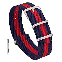 Benchmark Basics Nylon Watch Band - Waterproof Ballistic Nylon One-Piece Military Watch Straps for Men & Women - Choice of Color & Width - 18mm, 20mm, 22mm or 24mm