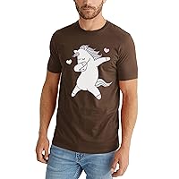 Mens Dabbing Cartoon Unicorn Cute Graphic Print Short Sleeve T Shirt