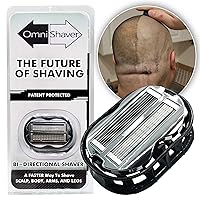 Premium Omnishaver - Black - The Fastest Way to Shave Head, Legs, Arms, Body | Self-Cleans During Use, No Rinsing During Shave, Water Saving Eco-Friendly, Self-Stropping Blades