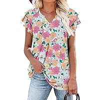 BETTE BOUTIK Womens Tunics Henley Shirt V-Neck Button Down Blouse Tops Casual Pleated Basic Pullover