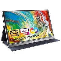 Portable Monitor 15.6inch 1080P FHD USB-C, HDMI Computer Display HDR IPS Gaming Monitor w/Premium Smart Cover & Screen Protector, Speakers, for Laptop PC MAC Phone PS4 Xbox Switch