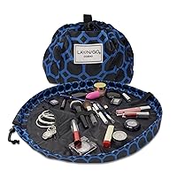 Lay-n-Go Cosmo Drawstring Cosmetic & Makeup Bag Organizer, Toiletry Bag for Travel, Gifts, and Daily Use, 20 inch, Sapphire (Blue/Black)