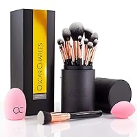 Oscar Charles 17 Piece Professional Makeup Brush Set: Award Winning Make up brushes with Case, Beauty Blender, Brush Cleaner, Product Guide and Gift Box