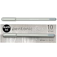 Pentonic Ballpoint Pens, 10 Count, Frosted Pale Gray Barrel with Black Ink, 0.7 mm Fine Point, Smooth Writing For Journaling & Note Taking (PEN13086)