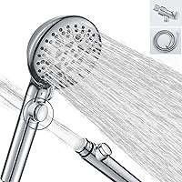 Handheld Shower Heads with ON/OFF Switch,Extra Long 79-inch Hose 8 Spray Settings High Pressure Detachable Showerhead,Built-in Power Sprayer to Clean Pets, Adjustable Angle Bracket,Silver