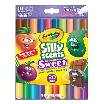 Crayola Silly Scents Dual Ended Markers, Sweet Scented Markers, 10 Count, Gift for Kids, Age 3, 4, 5, 6