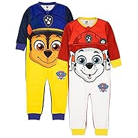 Paw Patrol Boys 2 Pack Onesie | Kids & Toddlers Chase & Marshall Puppy Character All In One Pyjamas | Childrens TV Show Gift
