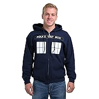 Ripple Junction Doctor WhoMen’s Full Zip-Up Hooded Sweatshirt Tardis Police Public Call Box Officially Licensed