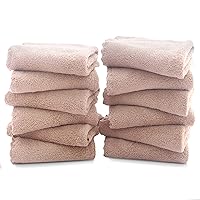 12 Pack Premium Washcloths Set - Quick Drying - Soft Microfiber Coral Velvet Highly Absorbent Wash Clothes - Multipurpose Use as Bath Fitness, Spa, Facial, Fingertip Towel (Brown)