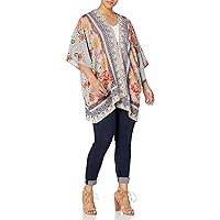 Angie Women's Plus Size Short Sleeve Open Front Kimono