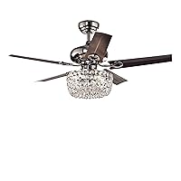 Warehouse of Tiffany Angel 3-Light Crystal Chandelier 5-Blade 43-inch Brown Ceiling Fan (Optional Remote)