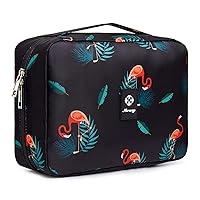 Narwey Hanging Travel Toiletry Bag Cosmetic Make up Organizer for Women Waterproof (Orange Flamingo)
