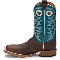 JUSTIN Boots Copper Rough Rider 1in Blue Cowhide Top Brown 9 EE
